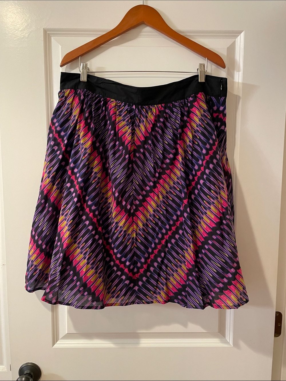 DKNYC Black Multicolor Chevron Skater Skirt